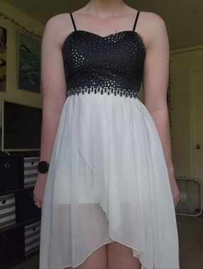 Black & White Spaghetti Strap Party Dress